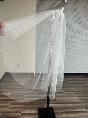Bridal Veil with Scattered Crystal Accents - ivory